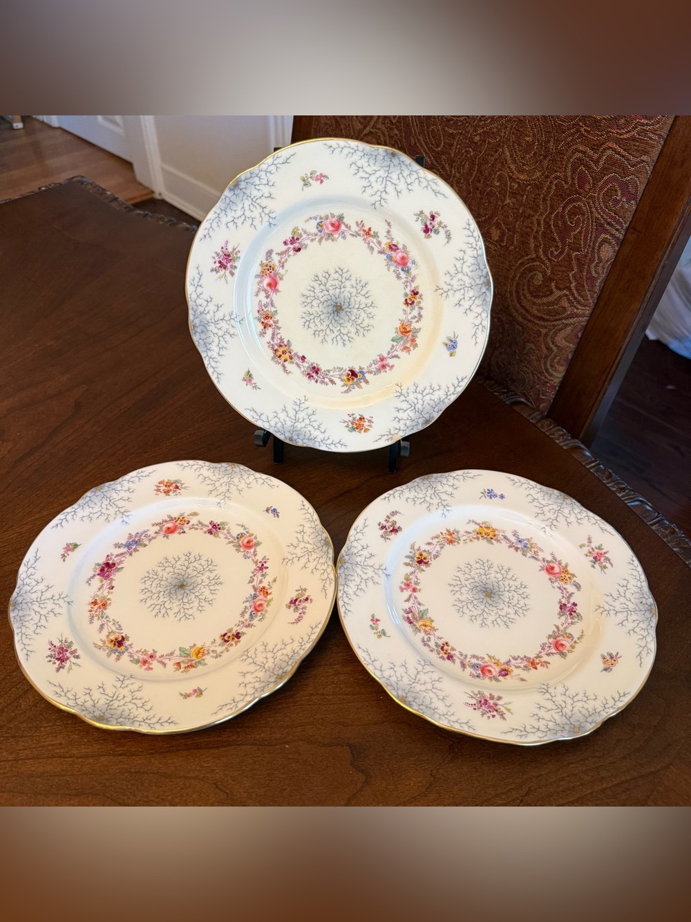 Set of 3 Coalport 9252 Floral Bone China 8.75” Salad Plates Made In England*READ